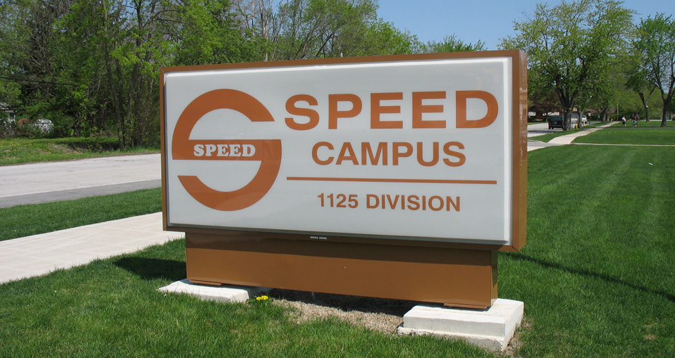 An image or a sign that says SPEED Campus 1125 Division Street