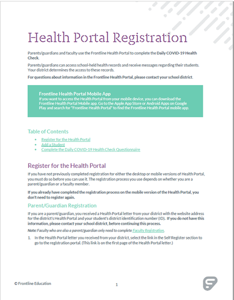 Health Portal Registration