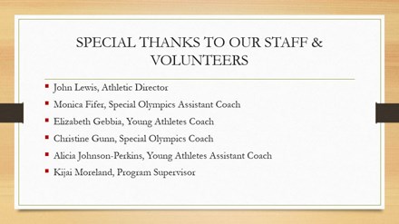 Thank you staff and volunteers